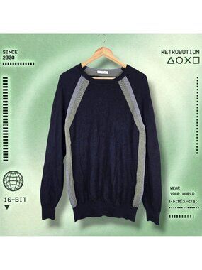Versace Collection Merino Wool Light Knit Sweater Blue Size M